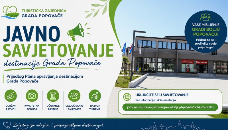 Javno savjetovanje – Plan upravljanja destinacijom Grada Popovače